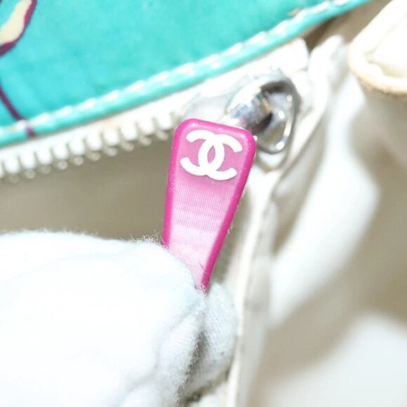 CHANEL Tote Bag Canvas PVC Green Silver CC Auth 140713 - Picture 12 of 16